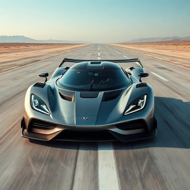 Koenigsegg Jesko Absolut hypercar front view on road – fastest car in the world