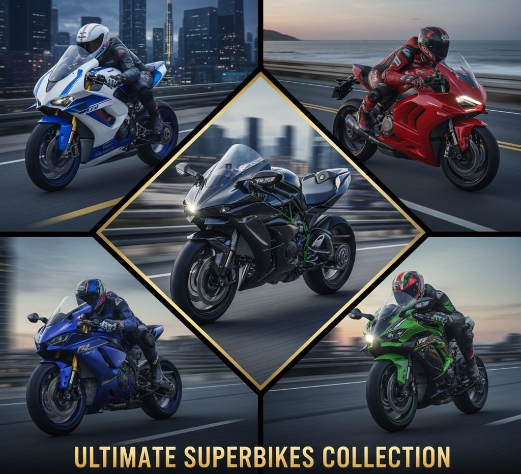 Premium superbikes collage image showing best bike options for riders